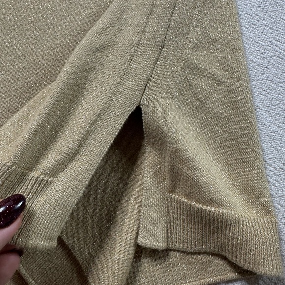 Talbots Gold Metallic Shimmer Vneck Tunic Sweater 2X - Picture 6 of 7